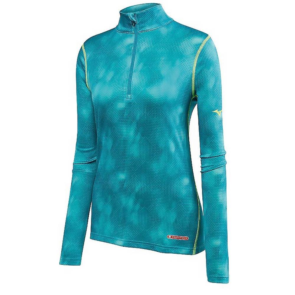 Womens Mizuno Breath Thermo Half Zip Base Layer Turquoise Philippines (AYCBHI532)